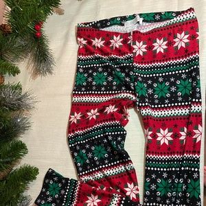 PLANET GOLD WOMEN'S LEGGINGS PANTS CHRISTMAS PARTY SNOWFLAKES